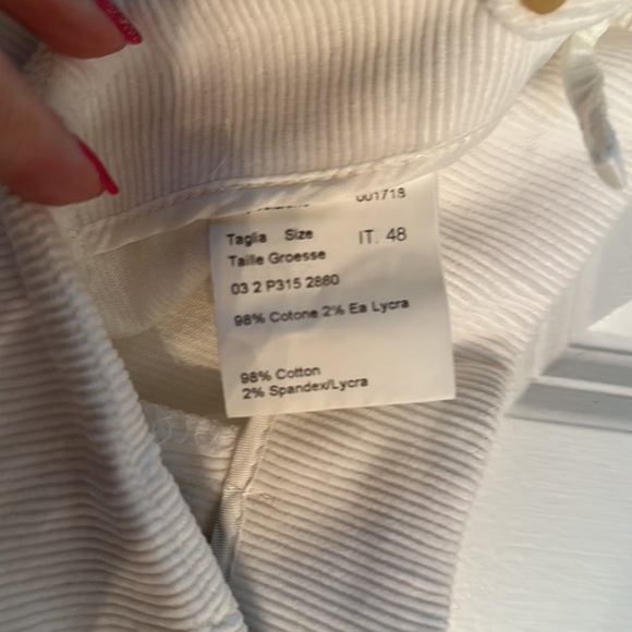 Piazza Sempione Audrey white Corduroy Pants Sz 48. 10 US - Picture 7 of 8